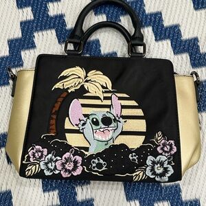 Disney Loungefly Lilo & Stitch Ohana Purse Bag Satin Embroidered Hawaiin